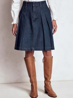 Pleated Denim Skirt*Boden Discount