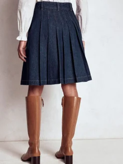Pleated Denim Skirt*Boden Discount