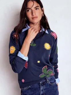 Rosa geborduurd sweatshirt*Boden Clearance