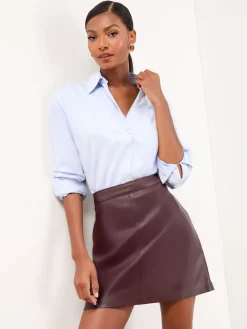 Bordeaux Rood imitatieleer - - Minirok*Lipsy Online