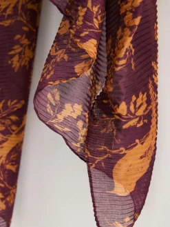 Bordeauxrode vogel-Print - Dunne plissé sjaal*Next Outlet