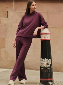 Bordeauxrood - Behaaglijk zacht aanvoelend geribbeld overhead sweatshirt met capuchon*Next Discount