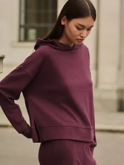 Bordeauxrood - Behaaglijk zacht aanvoelend geribbeld overhead sweatshirt met capuchon*Next Discount