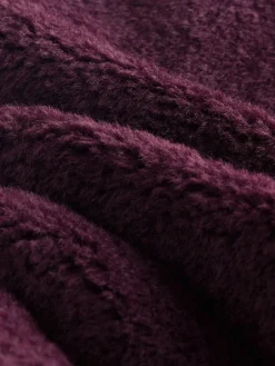 Bordeauxrood - Faux Fur Collarless Coat*Next Best