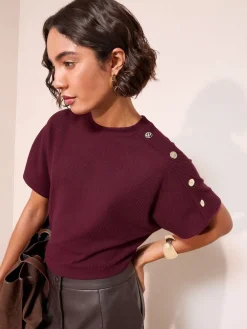 - Button Detail Short Sleeve Top*Friends Like These Outlet