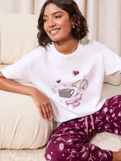 Bordeauxrood - Breakfast Club Short Sleeve Pyjamas*Friends Like These Online