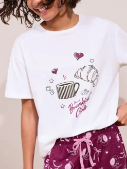 Bordeauxrood - Breakfast Club Short Sleeve Pyjamas*Friends Like These Online
