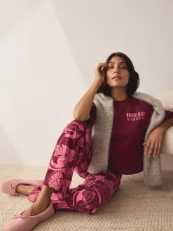 Bordeauxrood - Katoenen pyjama met korte mouw*Next