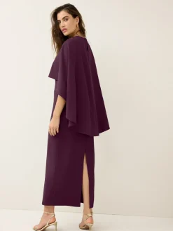 Bordeauxrood - Lange jurk met cape*Next Clearance
