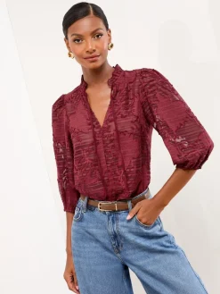 - - Top met burnout-effect op de 3/4 mouwen*Lipsy Outlet