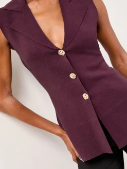 - Collared V-Neck Sleeveless Knit Waistcoat*Lipsy Best