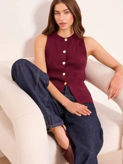 - Lange gebreide mouwloze gilet*Lipsy Discount