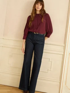 - 3/4 Sleeve Scallop Detail Blouse*Love & Roses Hot