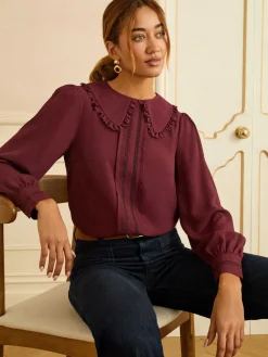 - blouse met lange mouwen en frillkraag*Love & Roses Clearance