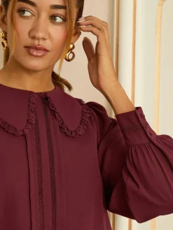 - blouse met lange mouwen en frillkraag*Love & Roses Clearance