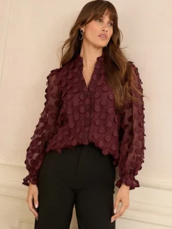 - 3D blouse met lange mouwen en stippen*Love & Roses Discount