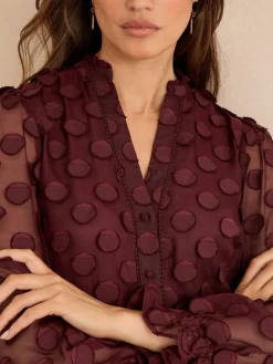 - 3D blouse met lange mouwen en stippen*Love & Roses Discount