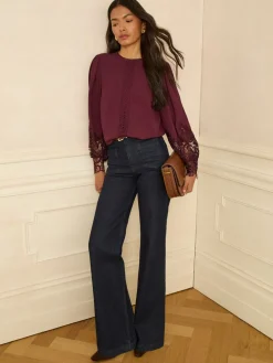 - blouse met lange mouwen en kanten manchetten*Love & Roses