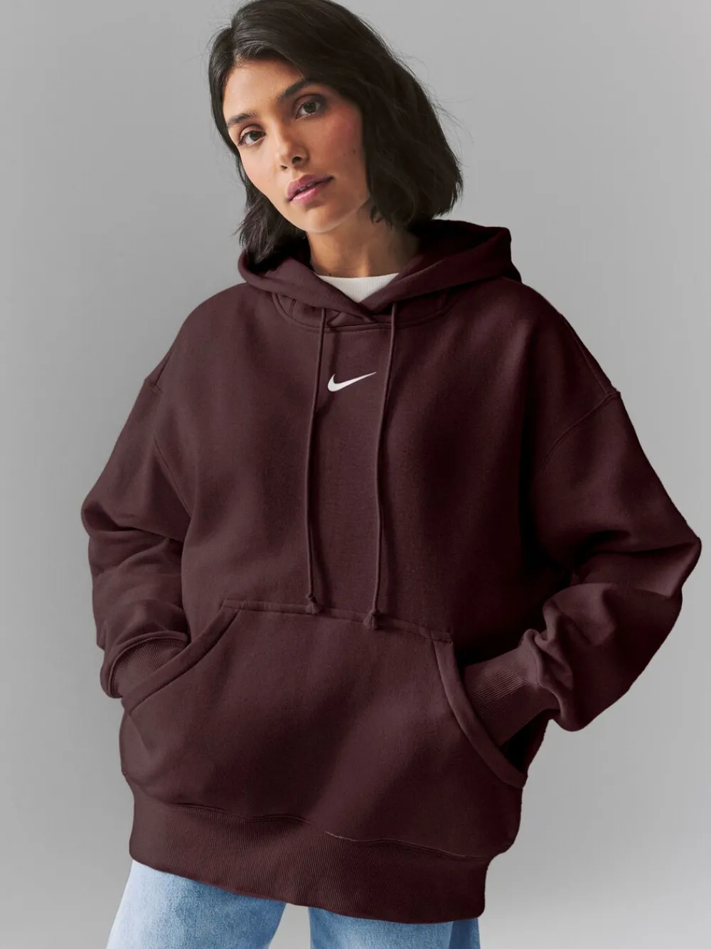 Bordeauxrood - oversized mini sportkleding Phoenix fleece swoosh pullover met hoodie*Nike Outlet