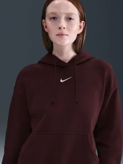 Bordeauxrood - oversized mini sportkleding Phoenix fleece swoosh pullover met hoodie*Nike Outlet