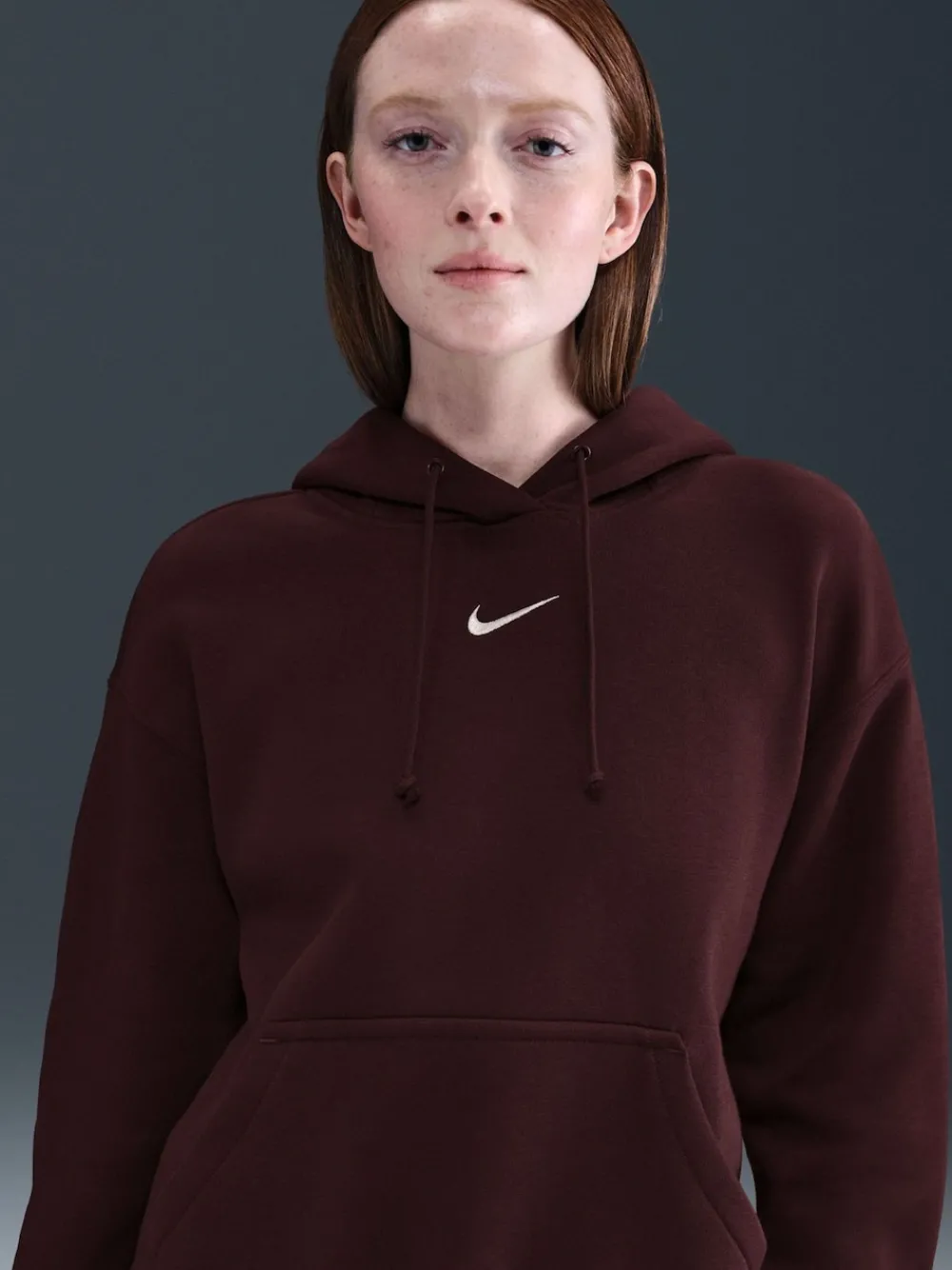 Bordeauxrood - oversized mini sportkleding Phoenix fleece swoosh pullover met hoodie*Nike Outlet