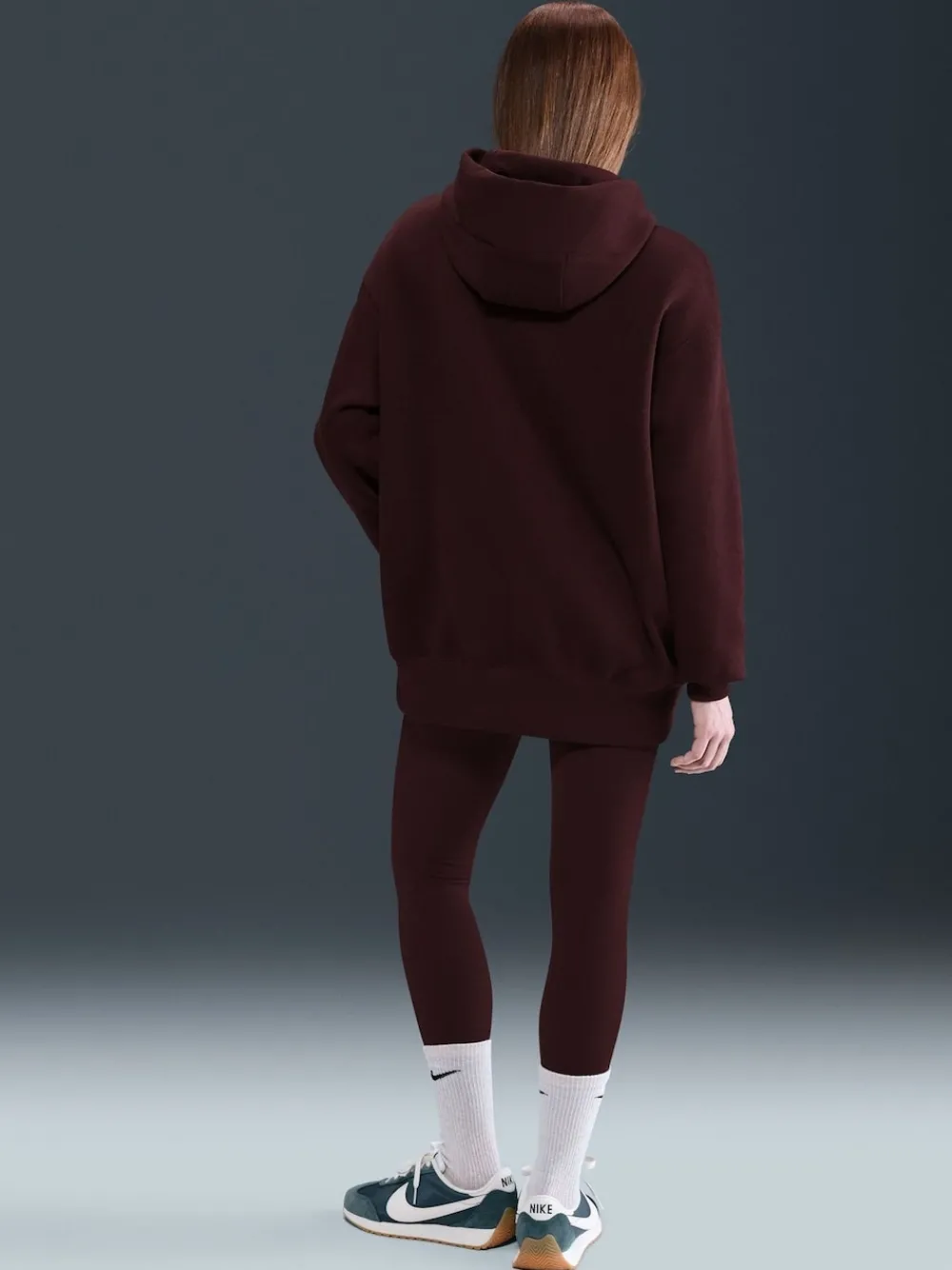 Bordeauxrood - oversized mini sportkleding Phoenix fleece swoosh pullover met hoodie*Nike Outlet