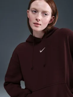 Bordeauxrood - oversized mini sportkleding Phoenix fleece swoosh pullover met hoodie*Nike Outlet