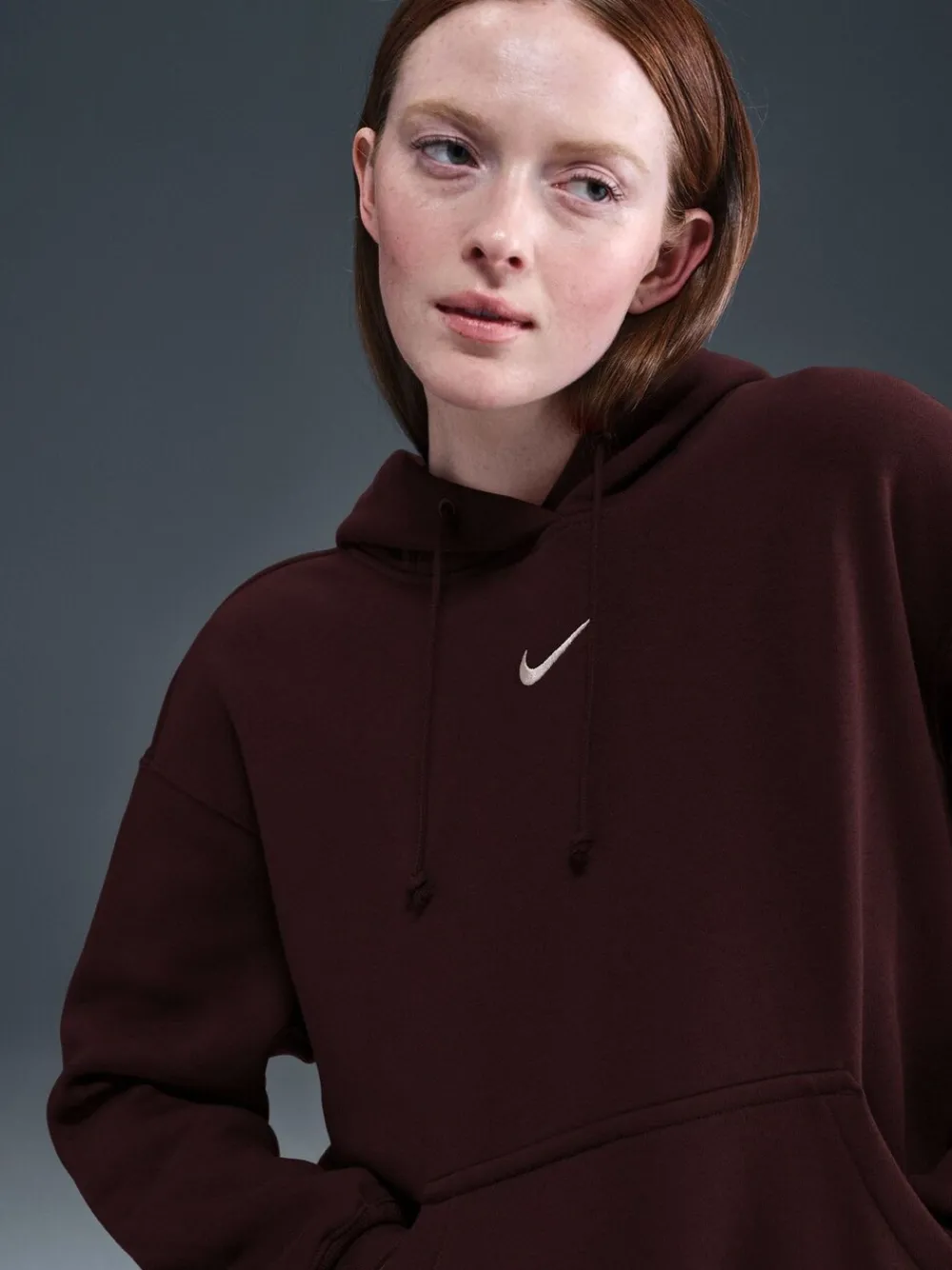 Bordeauxrood - oversized mini sportkleding Phoenix fleece swoosh pullover met hoodie*Nike Outlet
