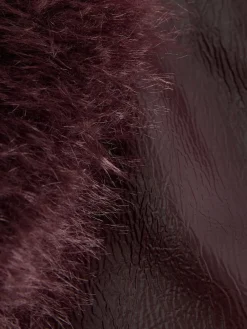 Bordeauxrood - PU Jacket with Faux Fur Trims*Next Clearance