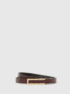 - Bronya Leather Crocodile-Effect Belt*Reiss Online