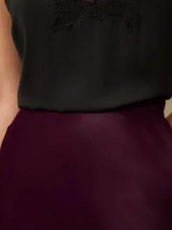 Bordeauxrood - Satijnen midirok*Next Hot