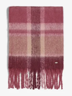 Bordeauxrood geruit - Cosy geborstelde sjaal*Lipsy