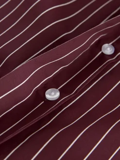 Bordeauxrood gestreept - Fitted Stretch Essential Long Sleeve Shirt*Next Clearance