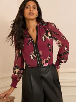 - Print blouse met inkeping bij de hals en hardware*Love & Roses New