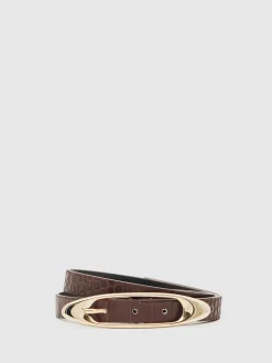 - Evelina leren riem met ovale gesp*Reiss Discount