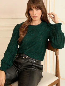 - Textured Long Sleeve Top*Love & Roses Clearance