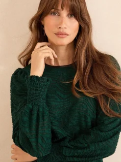 - Textured Long Sleeve Top*Love & Roses Clearance