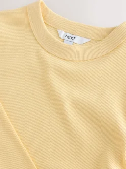 Boter Geel - Geribbelde top met ronde hals en lange mouwen*Next Sale
