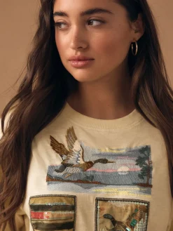 Boter Geel - Sequin Patch Graphic Duck Short Sleeve Crew Neck T-Shirt*Next Sale