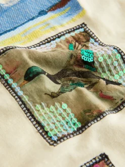 Boter Geel - Sequin Patch Graphic Duck Short Sleeve Crew Neck T-Shirt*Next Sale