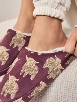 Bourgondische Hamish The Highland Cow - Pantoffels*Next Sale