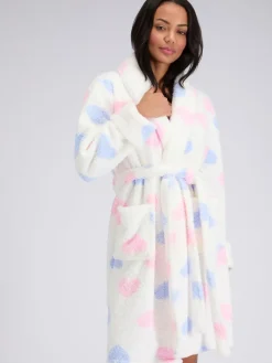Fluffy Boucle Heart Midi Dressing Gown*Boux Avenue Hot
