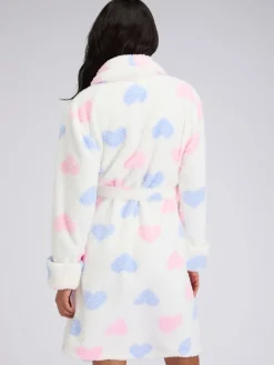 Fluffy Boucle Heart Midi Dressing Gown*Boux Avenue Hot