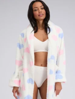 Fluffy Boucle Heart Midi Dressing Gown*Boux Avenue Hot