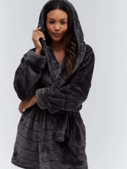 Fluffy Stripe Short Dressing Gown*Boux Avenue Hot