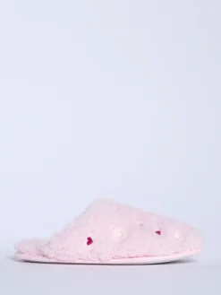 Heart Embroidered Borg Mule Slippers*Boux Avenue Online