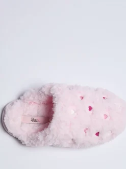 Heart Embroidered Borg Mule Slippers*Boux Avenue Online