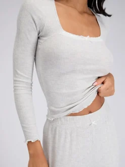 Lace Trim Rib Pyjamas Set*Boux Avenue