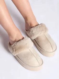 Platform Suedette Mule Slippers*Boux Avenue Clearance