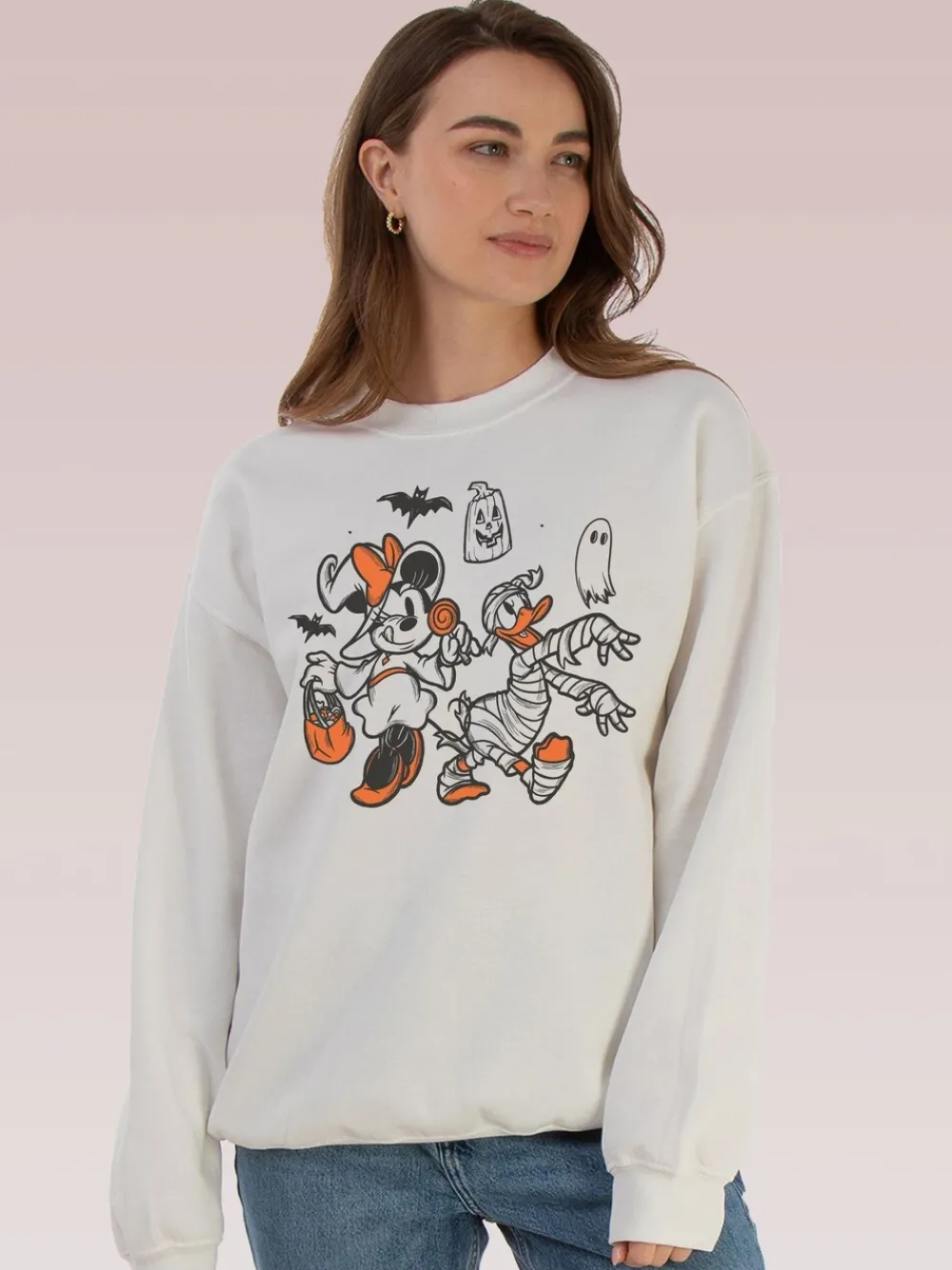 Disney Minnie Mouse Sketch Halloween Sweatshirt*Brands In Clearance
